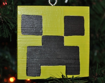 Square Christmas Ornament/Minecraft Inspired Creeper Ornament