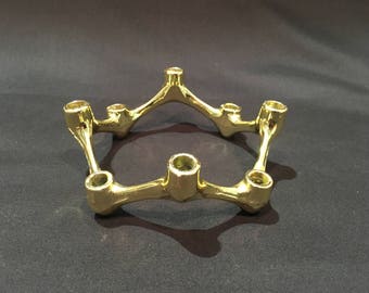 Danish gold star candle holders, Design with light, Gold plated, Tiny taper candle holder, Mid Century modern candle holder