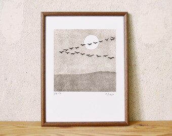 moon series 3 · original linocut · Limited Edition · DIN A5