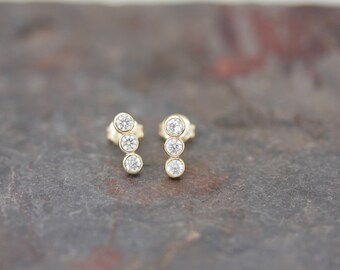 Three stone bar earrings