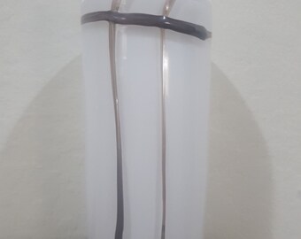 Handblown Decorative Glass Vase: Black on White Cylinder