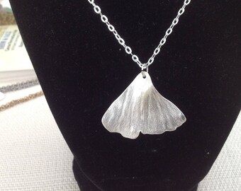 Fine silver PMC ginkgo leaf necklace