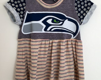 Upcycled Seattle Seahawks Peplum Top 12-18 Months