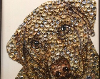 Dog Bottle Cap Art 'Jake'