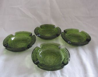 Retro Set of 4 Ashtrays - Soreno Pattern Avocado Green