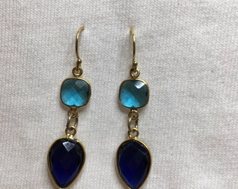 Blue topaz and sapphire earrings