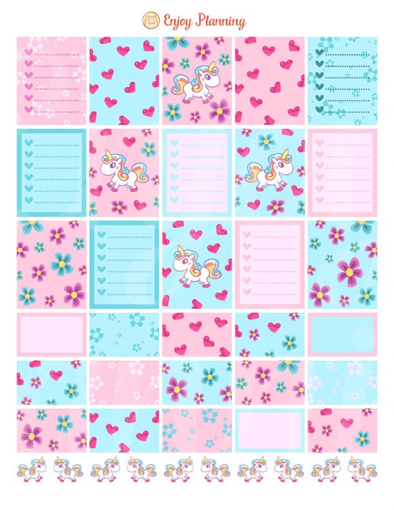 unicorns planner stickers printable unicorns stickers weekly