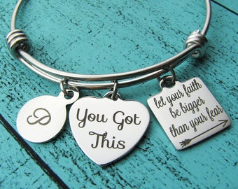 You got this bracelet, inspirational gift, survivor jewelry, addiction recovery gift, let your faith be bigger than your fear, sobriety gift