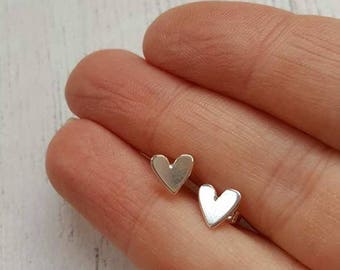 Mini Heart Studs - Silver Heart Studs - Heart Earrings - Sterling Silver - Bridal Earrings - Wedding Jewellery - Bridesmaid Jewellery-Hearts