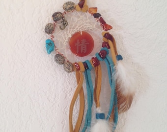 Chakra Om Dreamcatcher Turquoise//Carnelian//Serenity//Sacral Chakra//Throat Chakra