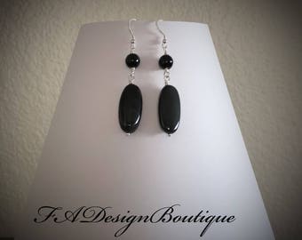 Elegant, Black Onyx Dangle Earrings