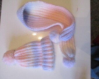 Hat and scarf knitted by hand