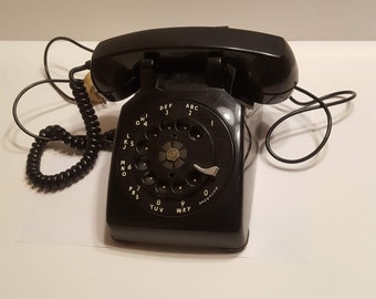 Vintage Bell System Western Electric Black Desk Phone Rotary Dial