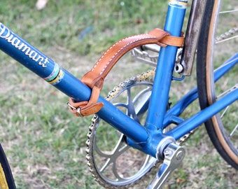 Leather bike frame carrying handle