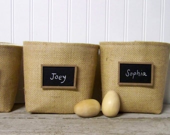 free shipping - chalkboard basket - burlap - natural - bucket - storage - organization - organizer - fabric baskets - gift basket - cont