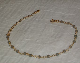 Bracelet sterling silver and gold 22K_Vraie Labradorite_Fait main_Creation.