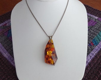 Vintage, Faux Amber, Faceted, Pendant