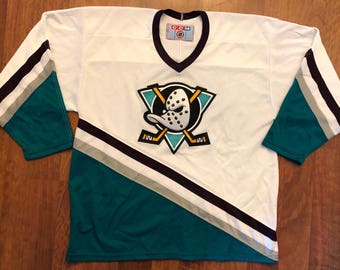 Vintage CCM Anaheim Mighty Ducks Jersey Size XL Away White