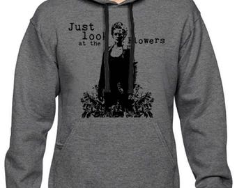 Men's Carol Just Look At The Flowers The Walking Dead Pullover Hoodie Charcoal Hooded Sweatshirt