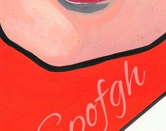 Gouache Portrait Painting (Print) Semi-realism Nose and Lips