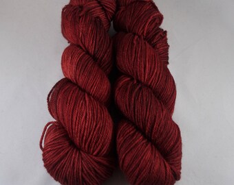 Hand Dyed DK Yarn, hand dyed wool, variegated DK yarn, nylon DK yarn, red