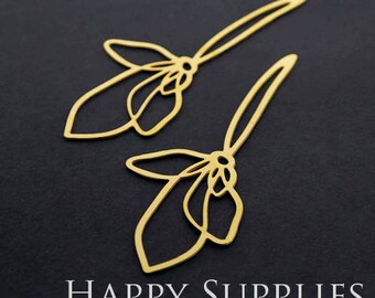 Exclusive - 2pcs Raw Brass Leaf Charm / Pendant, Fit For Necklace, Earring, Brooch (RD320)