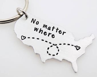 Custom State Keychain USA Keychain ldrship Long Distance Relationship Gift Best Friends Personalized gift for boyfriend gift for girlfriend