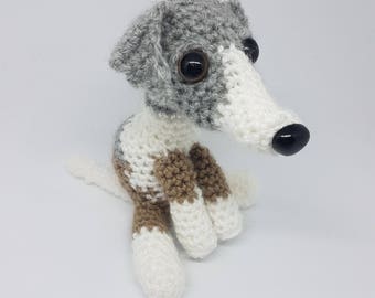 Handmade Crochet Whippet Plush (available in custom colours)