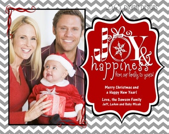christmas photo cards joy and happiness grey chevron customizable printable costco size 6 x - Costco Christmas Cards christmas photo cards joy and happiness grey chevron customizable printable costco size 6 x - Costco Christmas Cards
