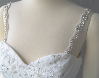 Detachable Silver Rhinestone Crystal and Pearl Straps to Add to your Wedding Dress