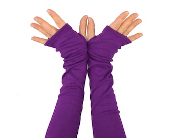 Arm Warmers in Purple - Slouch Style - Fingerless Gloves - Sleeves