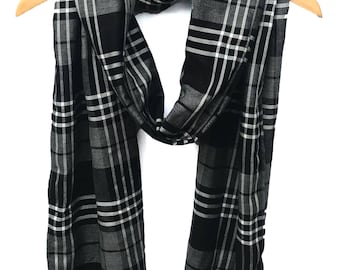 Black or Navy plaid scarf