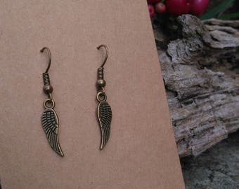 antique bronze angel wing earrings
