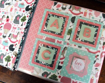 Baby Book / Scrapbook / Baby Shower / ONE OF A KIND / Handmade Album 8"x8" / 28 pages / Gift / Birthday / Newborn / Baby / Toddler / Girl