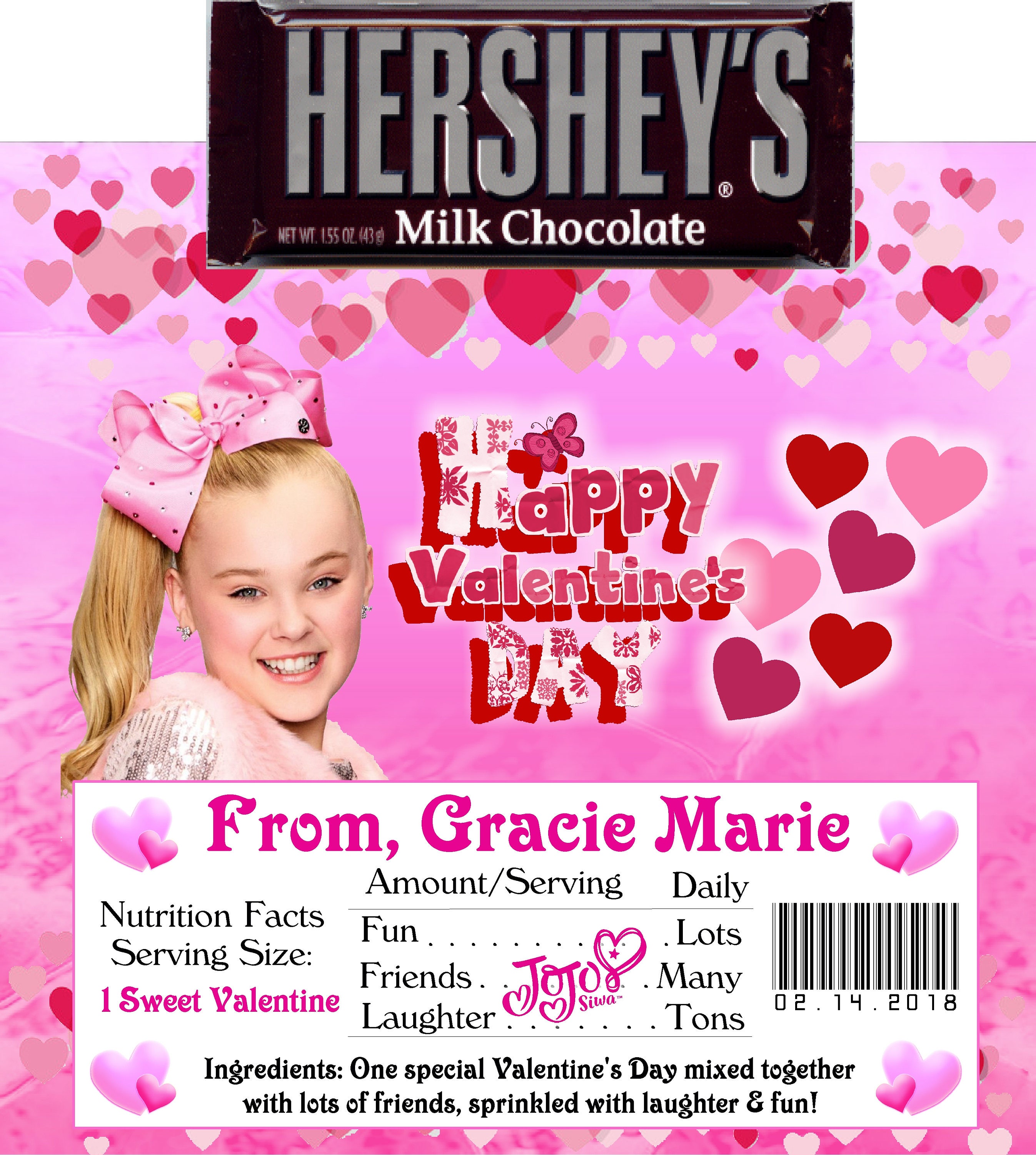 printable jojo siwa candy bar wrappers valentines day.