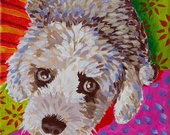 Poodle Mix - 8x10" Print of Original Acrylic Dog Portrait Painting on Canvas