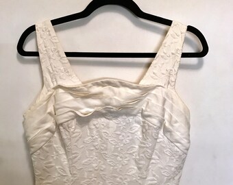 Vintage 1950s Jay Original wiggle dress 50s white pique sleeveless Marilyn fitted hourglass retro pinup burlesque vlv M 27 28