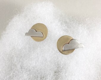 Partly Cloudy Earrings // Sterling Silver and Brass