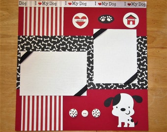 Dog Scrapbook Page - Dog Scrapbook Layout - 12 x 12 Scrapbook - Dalmation - Terrier - Firehouse Dog - I Love My Dog - Puppy - Dog Lover Gift