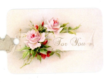 Rose Gift Tags , For You Tags , Vintage Tags , Simple Elegance