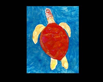 ACEO Sea Turtle Print, ACEO Limited Edition, ACEO, Aceo Print, Aceo Art Card, Sea Turtle, Aceo Sea Turtle, Aceo Beach, Artist Trading Card