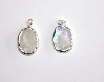 Rainbow Moonstone with Blue Fire Sterling Silver Charms