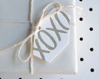 Set of 5 - Mini ‘xoxo’ Letterpress Hexagonal Swing Tags