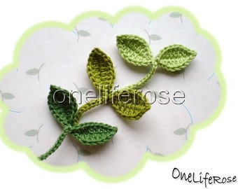 Crochet leaf with stem 1 piece