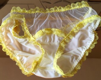 nylon tricot and Italian tulle burlesque vintage style bikini briefs