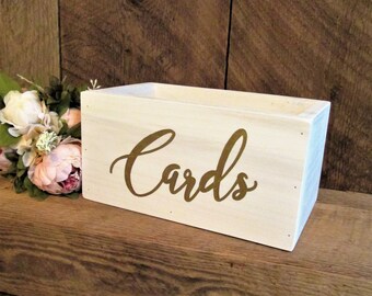 Wooden card box, wedding card box, gold wedding decor, gold, card box, card holder, gold card box, wood card box, rustic card box, cards