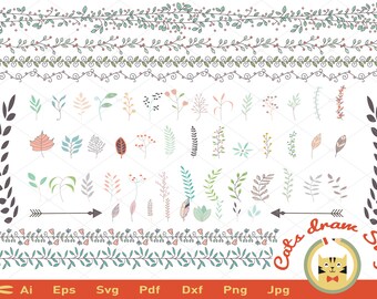 Leaf svg, Branches Cut file, svg, Wedding Vector Clip Art, DIY wedding invitation clipart, ornament svg files, Silhouette and Cricut files