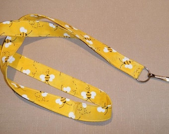 Bumblebees 2 - handmade fabric lanyard