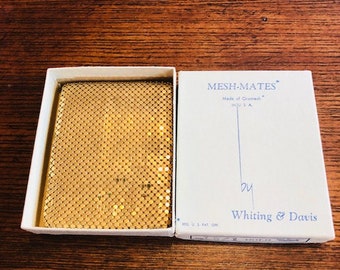 Vintage Whiting & Davis Gold Mesh Wallet. Mesh Mates Made in the USA New in Box.