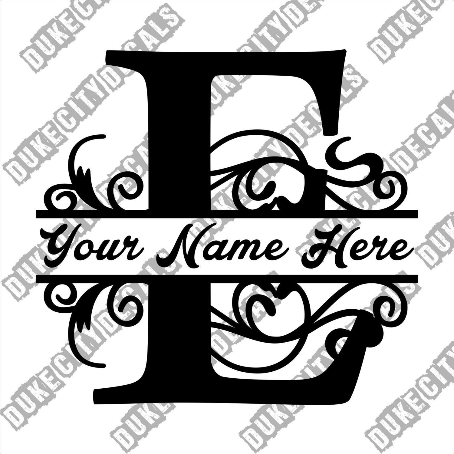 Letter E Floral Initial Monogram Family Name Vinyl Decal